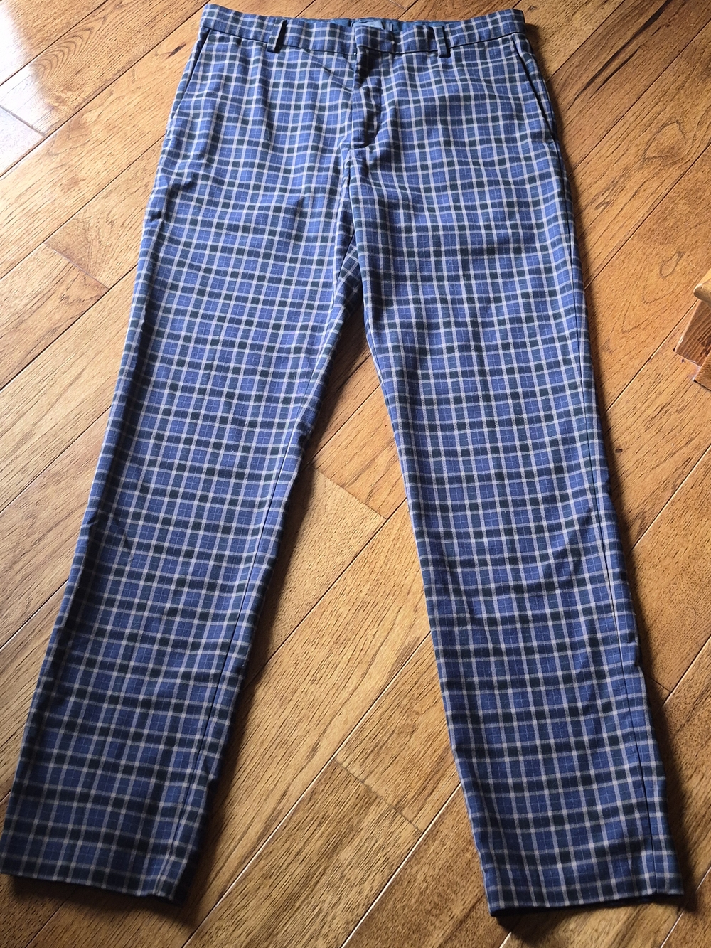 H&M Blue Plaid Ankle Chinos